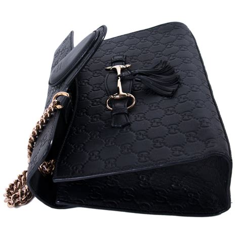 Gucci Black Guccissima Leather Emily Shoulder Bag