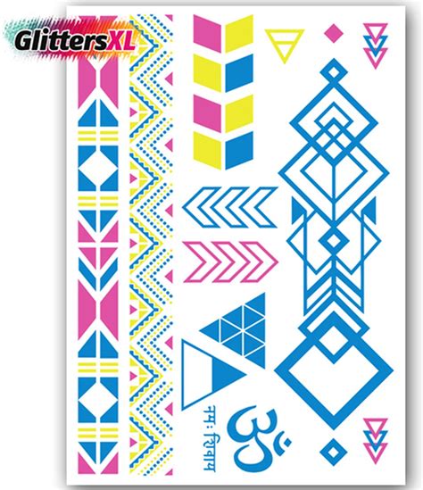 GlittersXL Temporary Tattoo Neon Glow In The Dark A5 Formaat