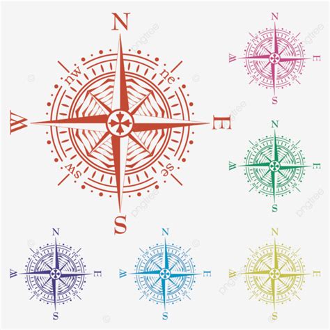 Color Set Vector Hd Png Images Vector Set Of Colorful Compasses Illustration White Direction