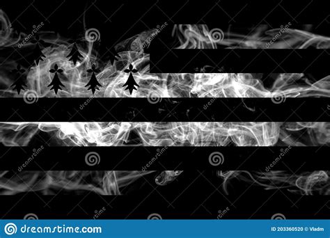 Brittany Bretagne Bretons Smoke Flag Isolated On Black Background