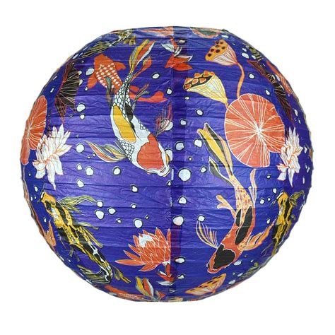 14 Inch Midnight Koi Fish Pond Premium Paper Lantern On Sale Now