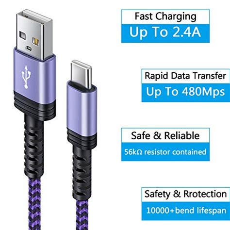 Usb C Charger Cable Fast Charging C Type Power Cord 6ft 2pack Android Charging Cable For Samsung