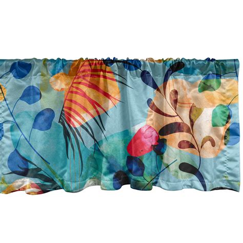 Abstract Boho Window Valance Tropical Feels Leafy Pattern With Geometric Shapes With Dreamy