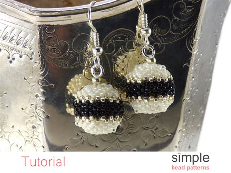 Beaded Bead Earrings Peyote Stitch Beadweaving Tutorial - Etsy