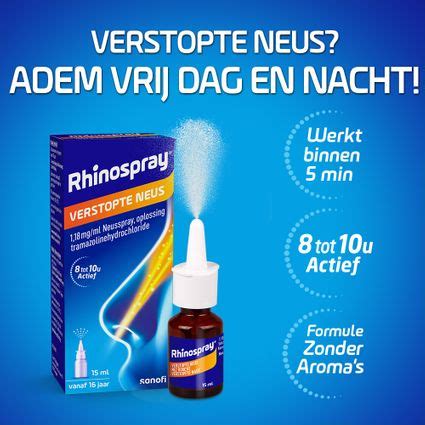 Rhinospray Verstopte Neus 1 18 Mg Ml Oplossing Neusspray 15 Ml Farmaline