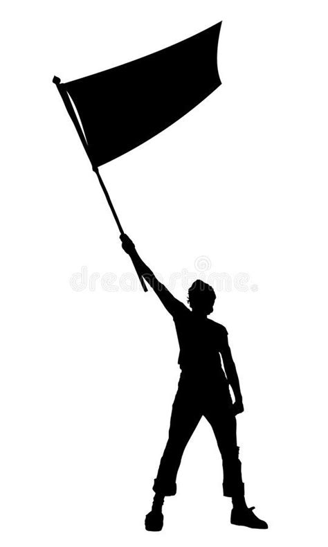 Man Holding A Flag Vector Silhouette Stock Vector Illustration Of