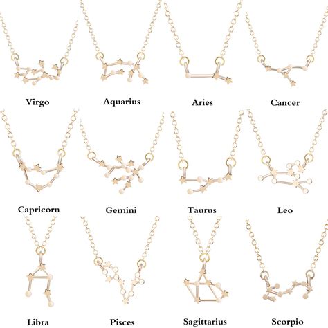 Star Zodiac Sign Pendant Necklaces featuring the 12 Constellations (Go ...