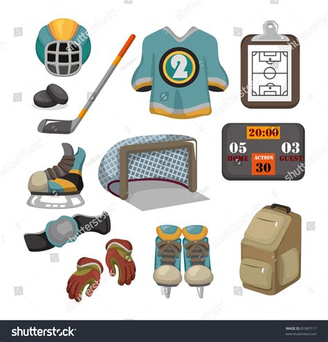 Vector Ice Hockey Icon Set Stock Vector Royalty Free 81907117