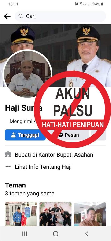 Press Release Terkait Beredarnya Akun Facebook Mengatasnamakan Bupati