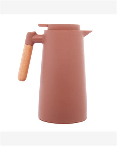 Riachuelo Garrafa Térmica Plástico Cabo Madeira Termômetro Tap Nude 1L