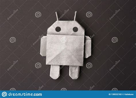 Robot Origami on Dark Paper. Stock Photo - Image of children, education ...