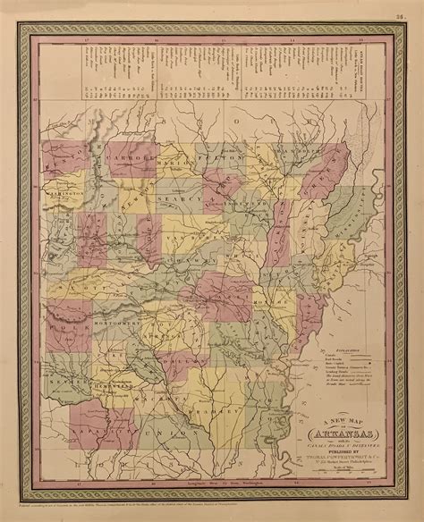 A New Map Of Arkansas With Its Canals Roads And Distances Von Thomas Cowperthwait And Co Very Good