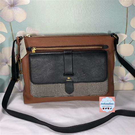 Fossil Kinley Large Crossbody Neutral Multi Barang Mewah Tas And Dompet