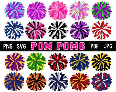 Pom Pom Svg Clipart Team Colors Pompom Svg Png Cheerleading Svg Cheer