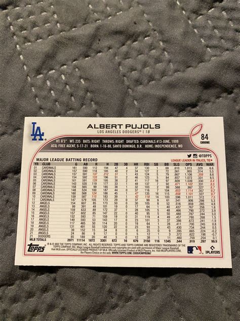 Topps Chrome Pink Refractors Albert Pujols Los Angeles Dodgers