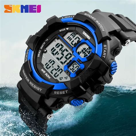 SKMEI Big Man Digital Wristwatches Men LED Military Shock Watch 50M