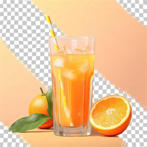 Un Vaso De Jugo De Naranja Con Una Pajita Y Una Pajita En El Medio