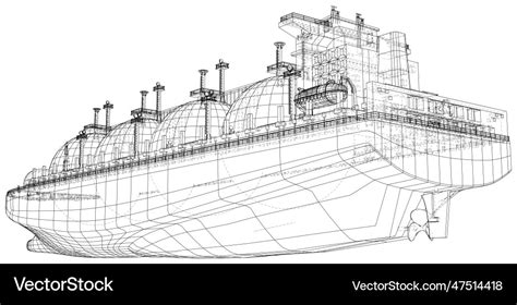 Large Gas Tanker Or Lng Carrier Rendering Vector Image