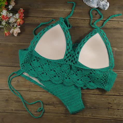 Women Sexy Crochet By Hand Swimsuit Crochet Bikini Hollow Crochet