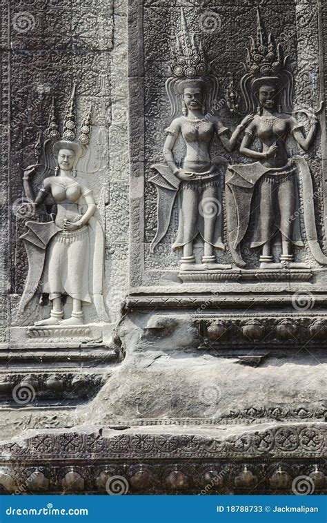 Khmer Stone Carvings Angkor Wat Cambodia Stock Image Image Of Temple