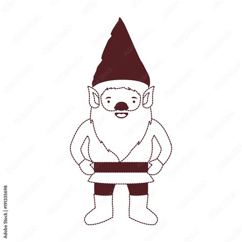 gnome with costume in brown dotted silhouette vector illustration Stock ...