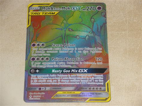 Muk Alolan Muk GX 220 214 Rainbow Secret Rare Unbroken Bonds Pokemon