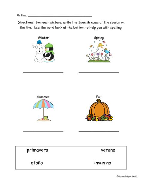 Free!!! Spanish worksheet / quiz- seasons & months by SpanishSpot