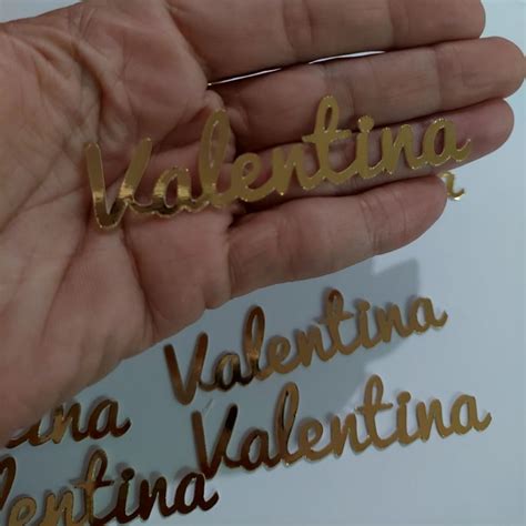 Aplique 8cm De Nome Em Papel Dourado Prateado Azul Para Festa E