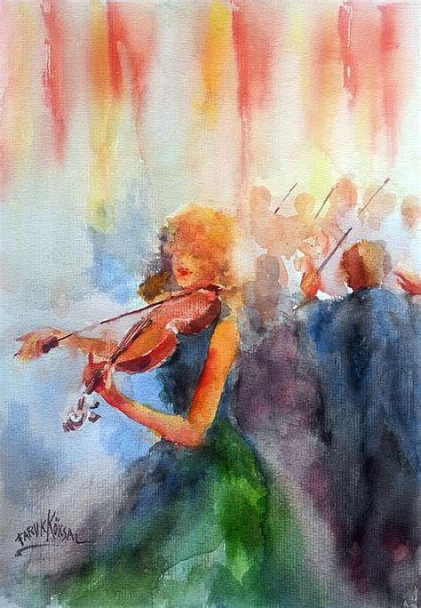 Concert By Faruk Koksal Watercolor Paintings Painting Violin Painting