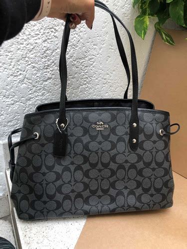 Bolsa Coach 100 original Grande Piel Negra Línea Tote Cierre 3 099