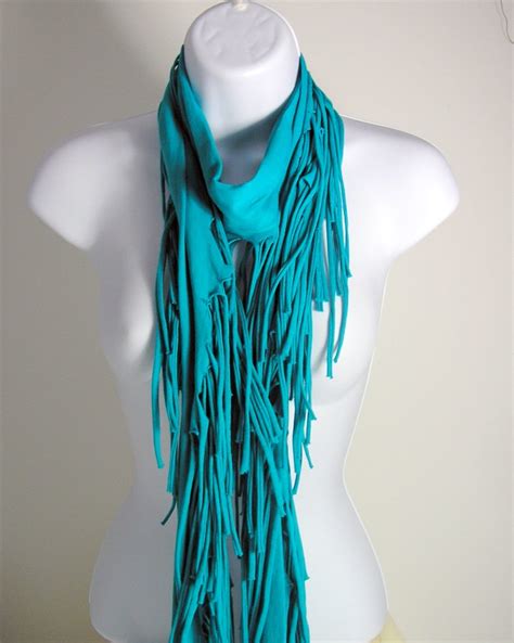 Aqua Blue Fringed Scarf T Shirt Scarves Turquoise By LooptheLoop