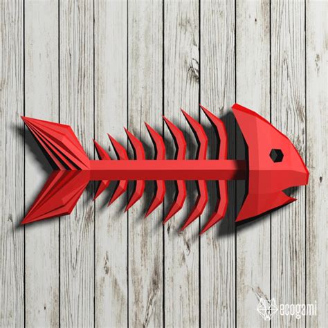 Fish skeleton 3D papercraft template