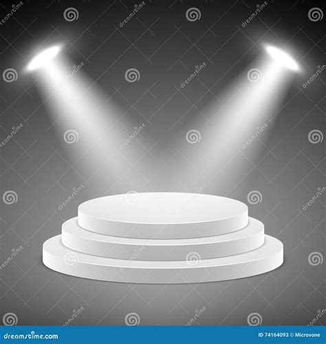 Realistic Pedestal 3d Empty Podium With Spotlights Vector Illustration