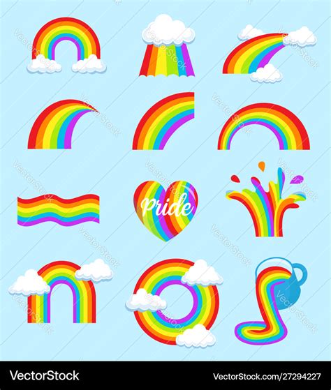 Lgbt rainbow flag symbols different shapes icons Vector Image