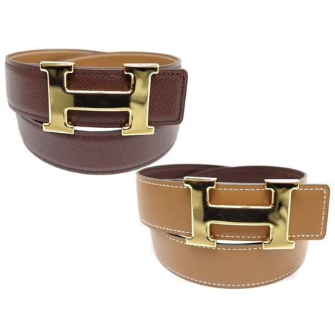 Ceinture Hermes T70 Boucle H Doree Lien En Cuir