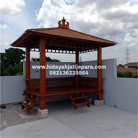 Jual Gazebo Taman Kayu Kelapa Minimalis Atap Sirap Kayu Ulin Ukuran 3 X