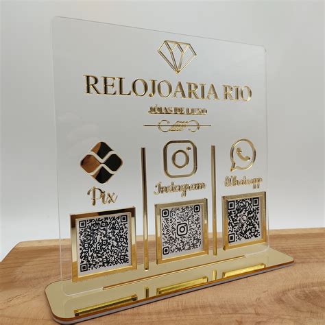 Placa Qr Codes Acr Lico Espelhado Pix Instagram Whats Logo