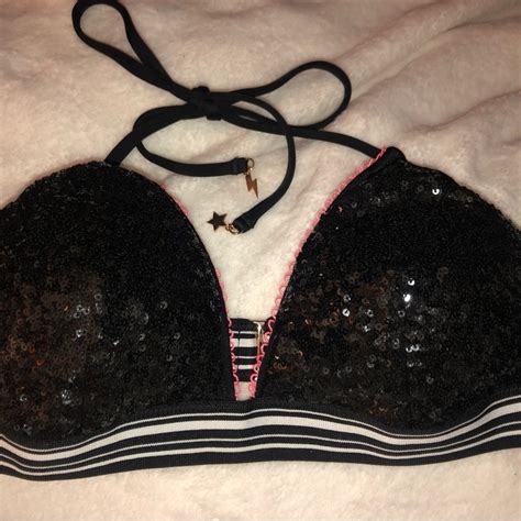 Victorias Secret Sequin Star Bikini Top Size L Nwot Gem