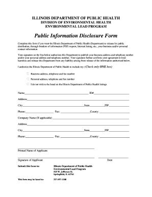 Fillable Online Idph State Il Lead Public Information Disclosure Form