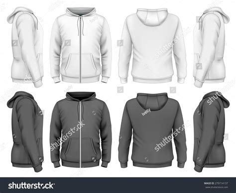 Men Hooded Sweatshirt Front Side Back Stock Vector Royalty Free 279714137