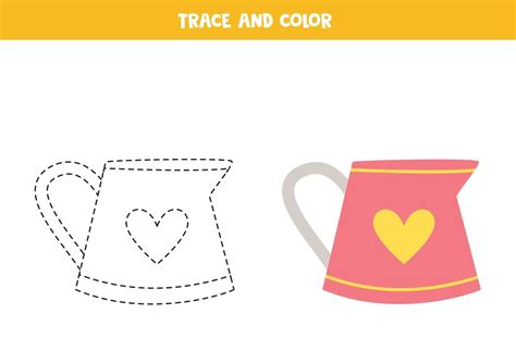 Trace and color cartoon watering can. Worksheet for children. 6794082 Vector Art at Vecteezy