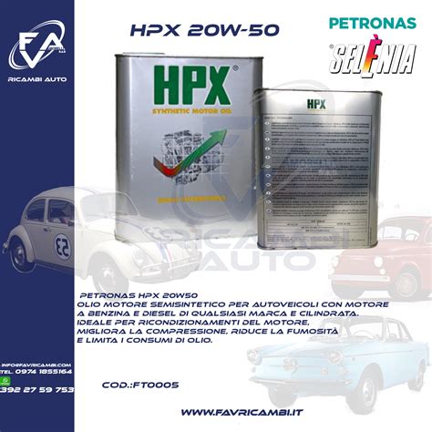 HPX 20W50 PETRONAS SELENIA 2Lt F A V Di Amorelli Vincenzo C S A S