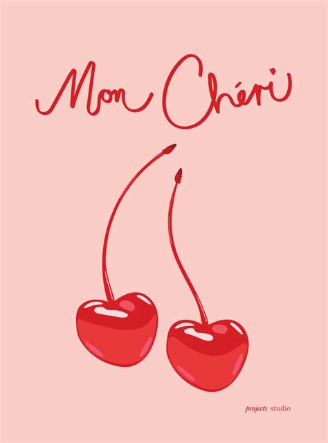 Mon Cheri Wall Art Maraschino Cherries Illustration Home Decor Cool