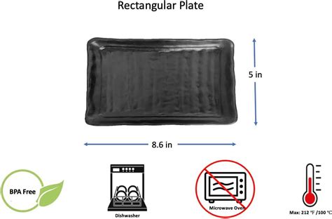 Rectangular Melamine Plates Dinner Platter Snack Dish 86 X 5 Black