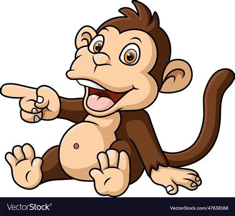 Cute Baby Monkey Cartoon Sitting Royalty Free Vector Image