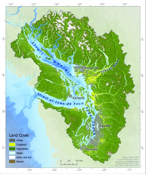 Watersheds And Land Cover Of The Salish Sea Bioregion The Three