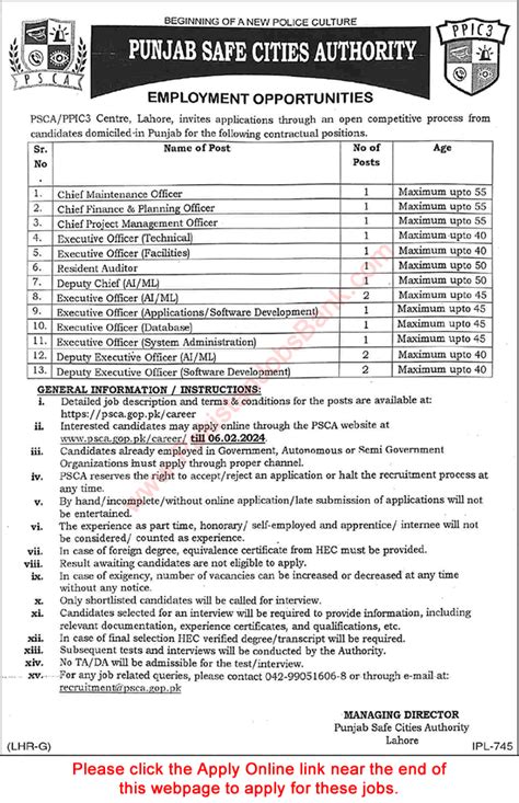 Punjab Safe Cities Authority Jobs Apply Online Latest Jobs In