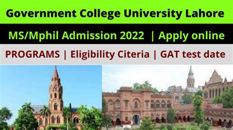 Government College University Lahore Gcu Gat Test For For Admissions