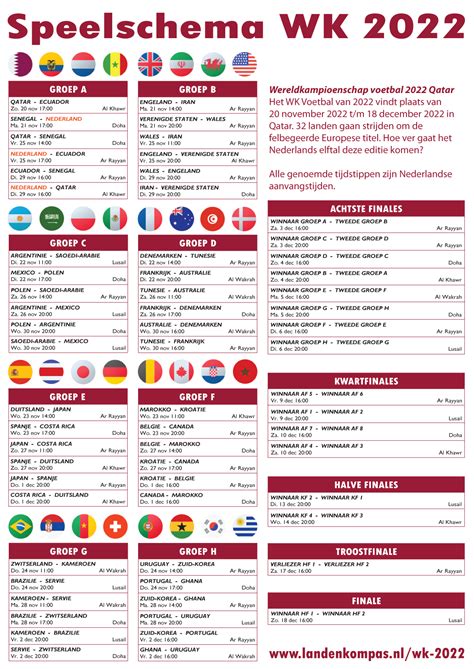 Speelschema Wk Programma En Uitslagen Landenkompas
