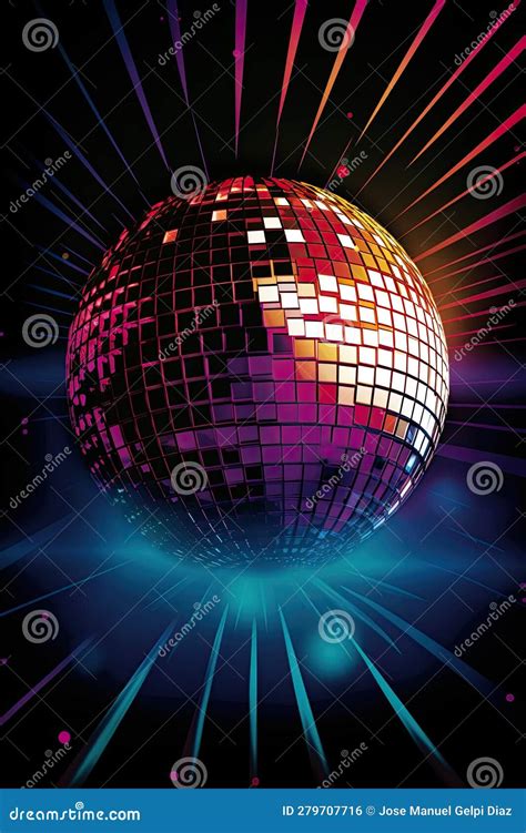 Vertical Image Of A Stunning Disco Ball With Fantastic Colorful Lights